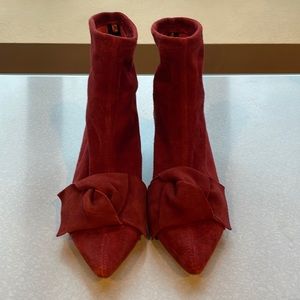 Zara red microsuede kitten heels